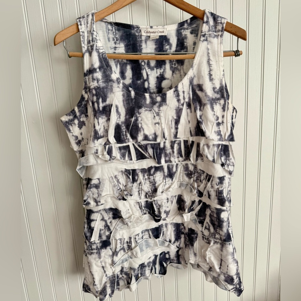 Coldwater Creek Tie-Dye Ruffle Tank Top Size 6